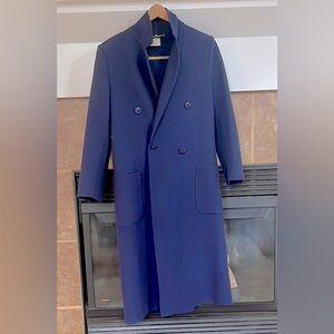 Salvatore Ferragamo Vintage Navy Double-Breasted Wool Coat